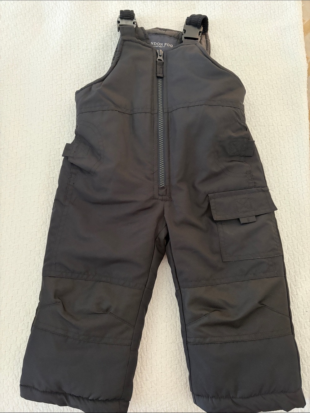 18m London Fog Black Kids Insulated Snow Overalls